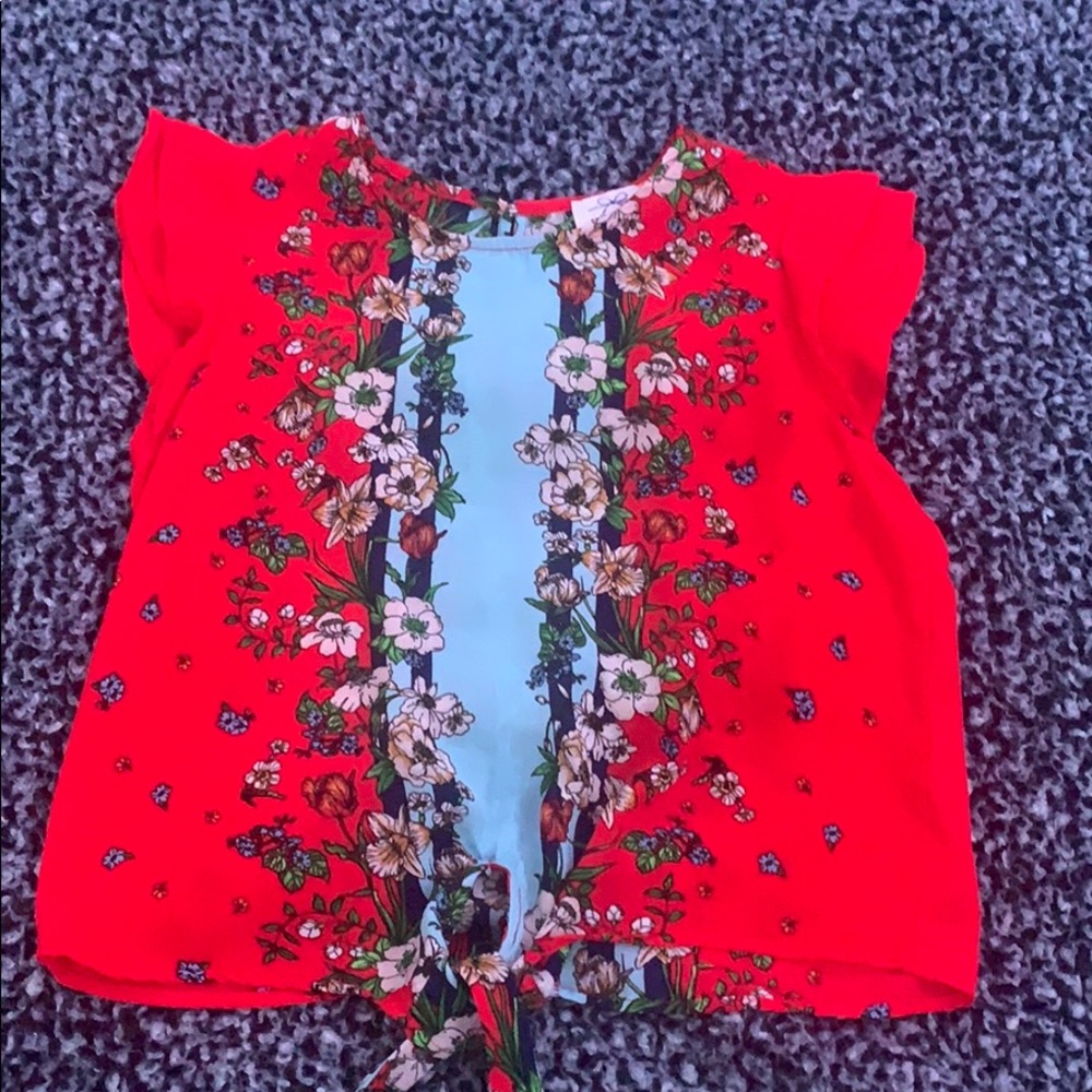 floral twine and string shirt